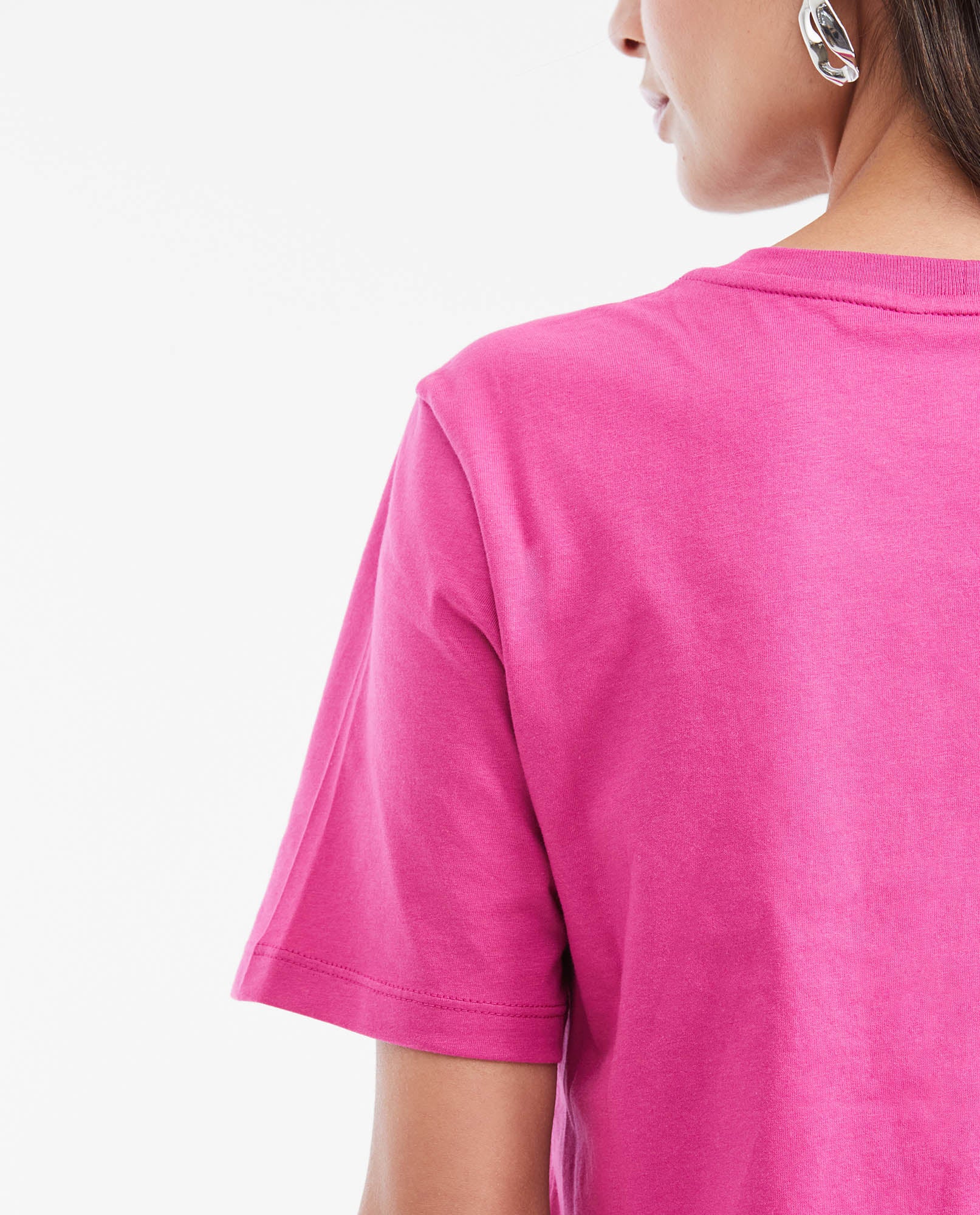 Women's Printed T-shirt with Stone Detail - Pink - 5