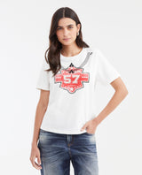 Women's Semi-Fitted Graphic T-Shirt with Stone Application in Cotton - 1