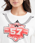 Women's Semi-Fitted Graphic T-Shirt with Stone Application in Cotton - 3
