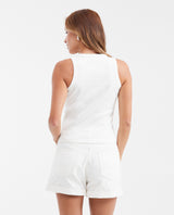 Women's Fitted Ribbed Tank Top with Mini Embroidered Detail in Cotton-Polyester 63_702G023_CRU110607_5