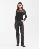 Women's Fitted Long Sleeve Semi-Sheer Mesh Top with Cotton Lining in Polyester-Elastane 63_702G024_NEG194004_3