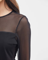 Women's Fitted Long Sleeve Semi-Sheer Mesh Top with Cotton Lining in Polyester-Elastane 63_702G024_NEG194004_4