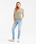 Women's Fitted Long Sleeve Semi-Sheer Mesh Top with Cotton Lining in Polyester-Elastane 63_702G024_VER180521_3