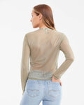 Women's Fitted Long Sleeve Semi-Sheer Mesh Top with Cotton Lining in Polyester-Elastane 63_702G024_VER180521_5