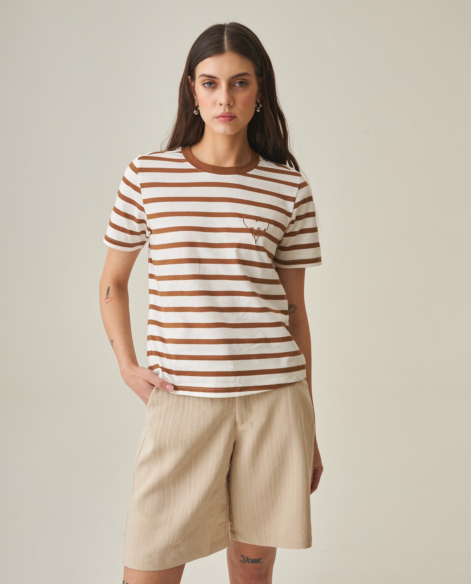 Women´s Straight Fit T-Shirt - Brown 63_702H006_CAF181024_0