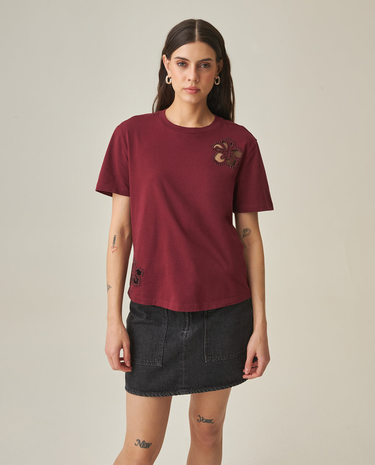 Women´s Oversized Cropped T-Shirt - Red 63_702H029_ROJ191522_0