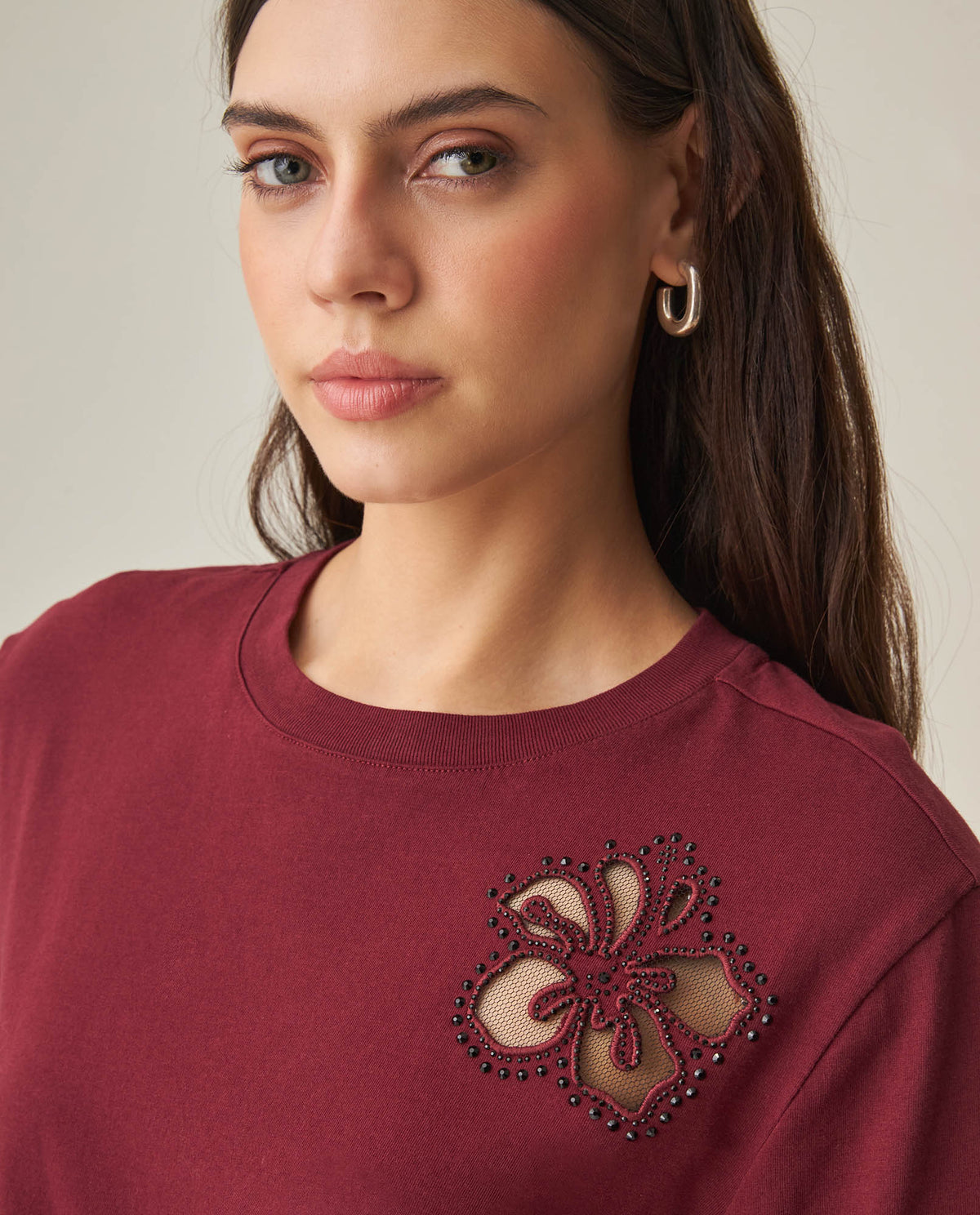 Women´s Oversized Cropped T-Shirt - Red 63_702H029_ROJ191522_5
