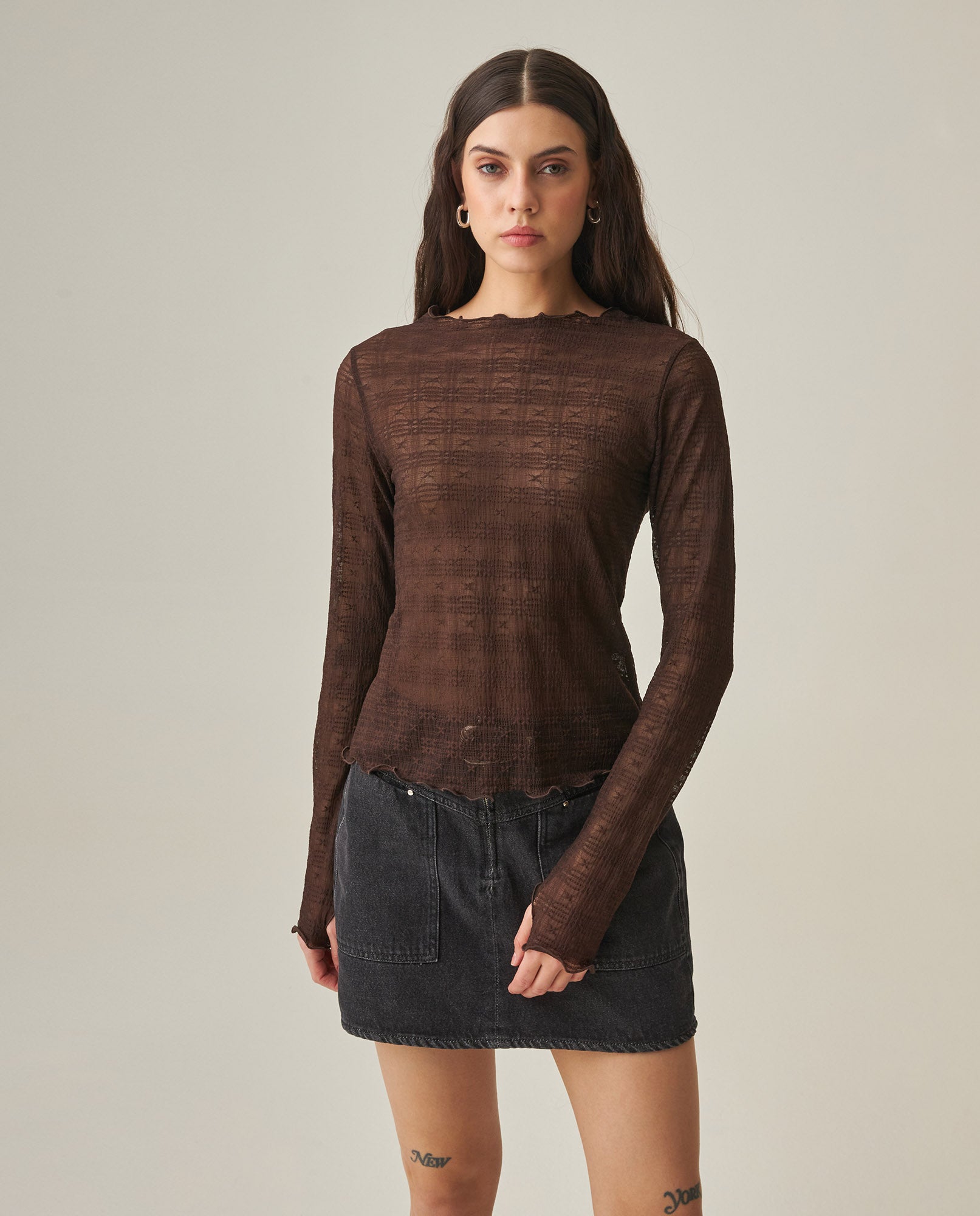 Women´s Mesh Long-Sleeve Top - Brown 63_702H033_CAF191016_0