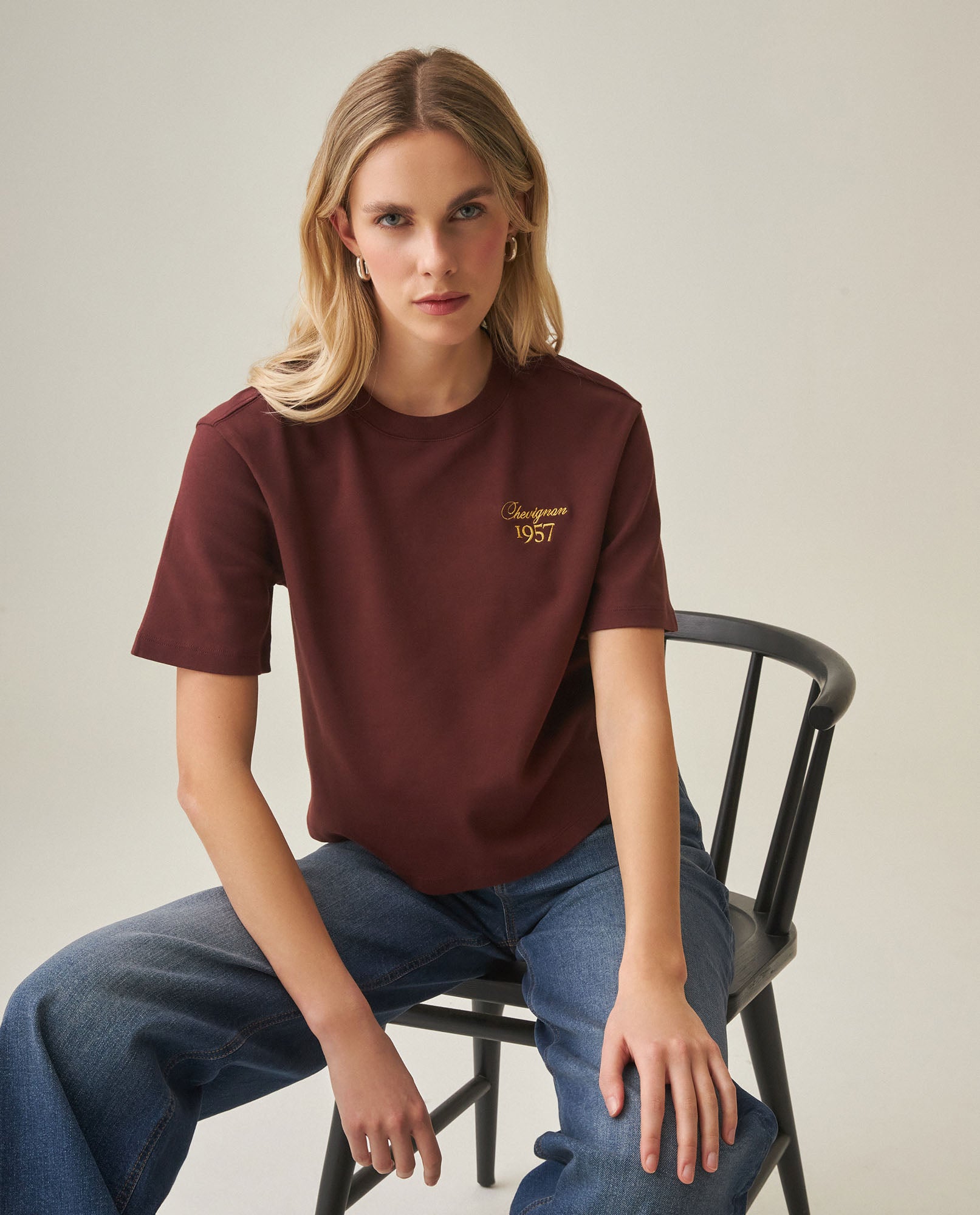 Women´s Oversized Cropped T-Shirt - Brown 63_702H051_CAF191321_3