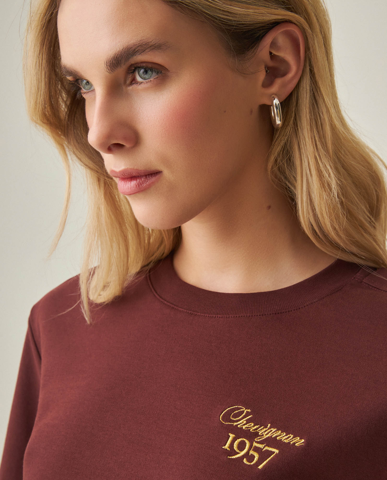 Women´s Oversized Cropped T-Shirt - Brown 63_702H051_CAF191321_5
