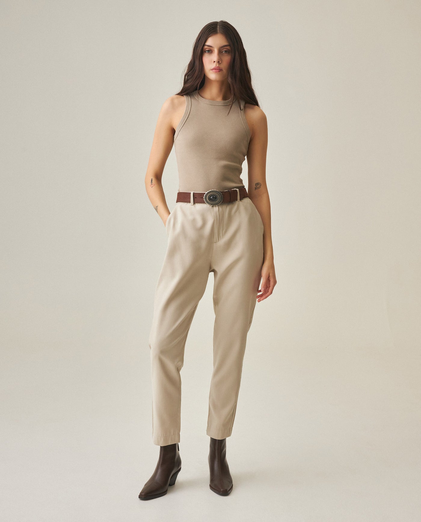 Women´s Ribbed Tank Top - Beige 63_702H052_BEI161102_0