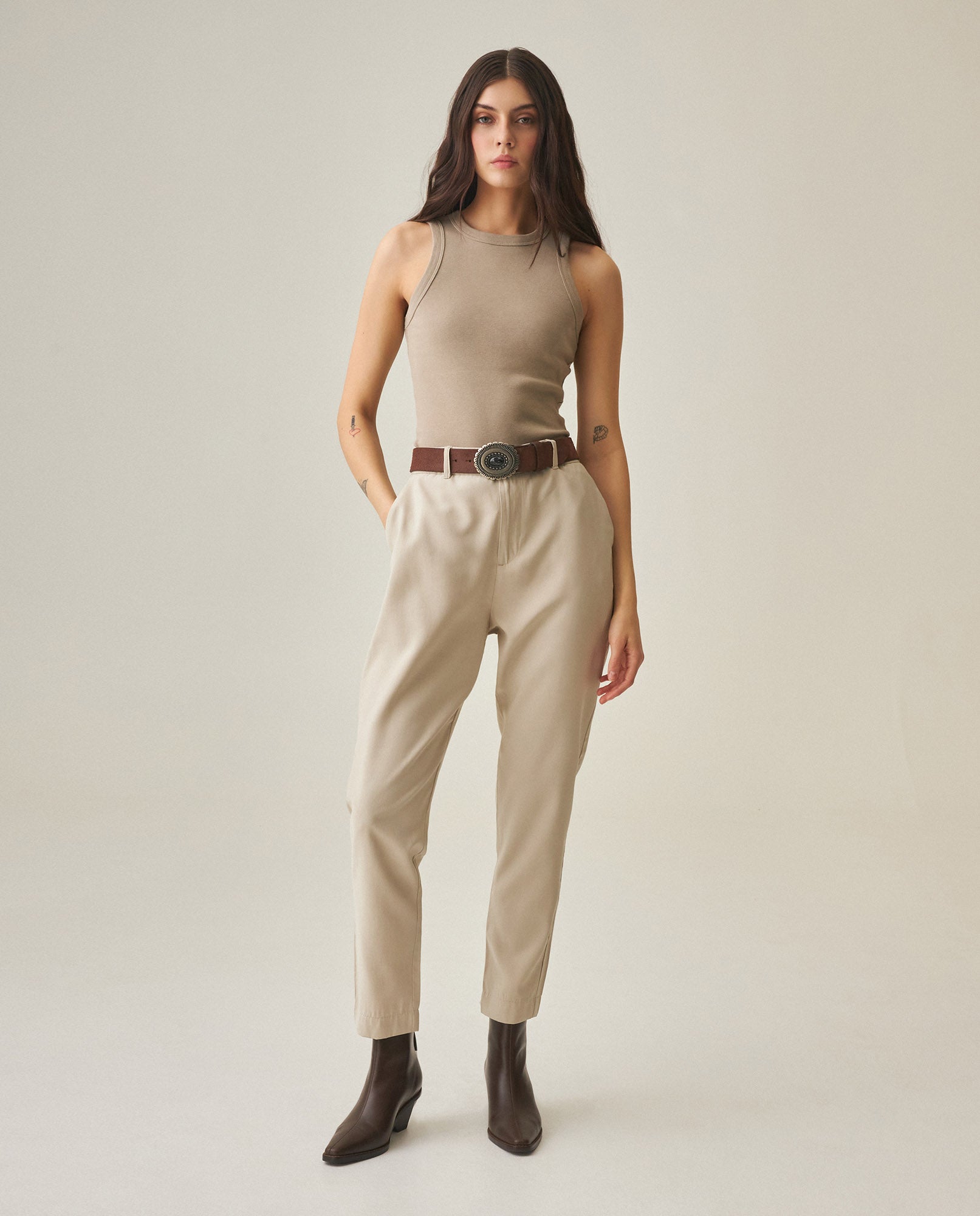 Women´s Ribbed Tank Top - Beige 63_702H052_BEI161102_0
