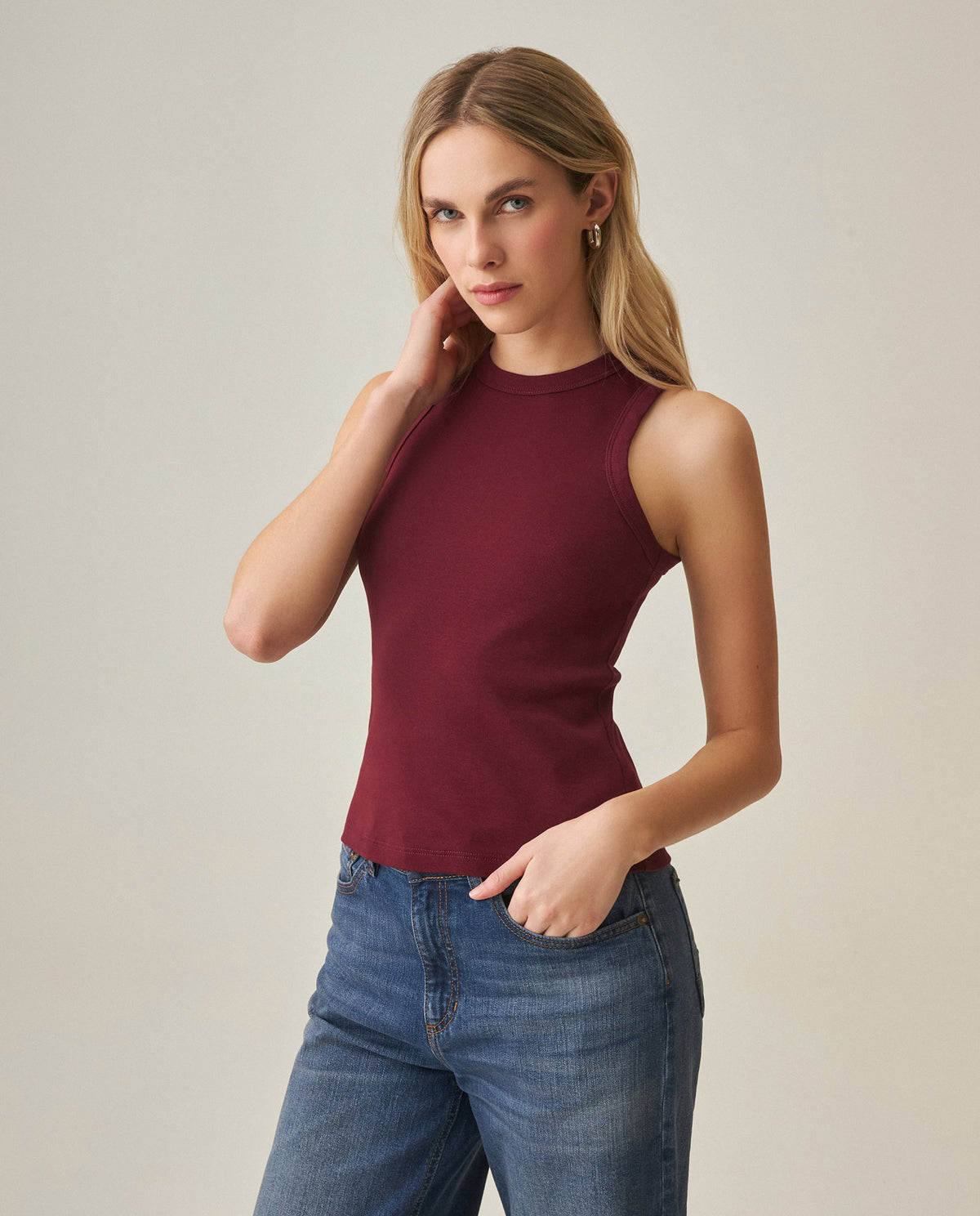 Women´s Ribbed Tank Top - Red 63_702H052_ROJ191522_3