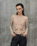 Womens Slim Fit All-Over Print Top - Special Collection - Beige 63_702H203_BEI141112_0