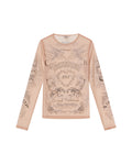 Womens Slim Fit All-Over Print Top - Special Collection - Beige 63_702H203_BEI141112_4