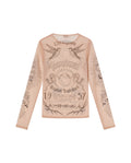 Womens Slim Fit All-Over Print Top - Special Collection - Beige 63_702H203_BEI141112_7