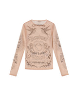 Womens Slim Fit All-Over Print Top - Special Collection - Beige 63_702H203_BEI141112_7