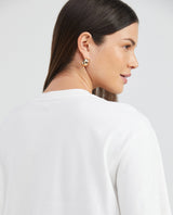 Women's Essential Oversized Crop T-Shirt High Ribbed Neck Lurex Embroidery 100% Cotton 63_704F001_BLA110601_6