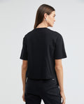 Women's Essential Oversized Crop T-Shirt High Ribbed Neck Lurex Embroidery 100% Cotton 63_704F001_NEG194007_5