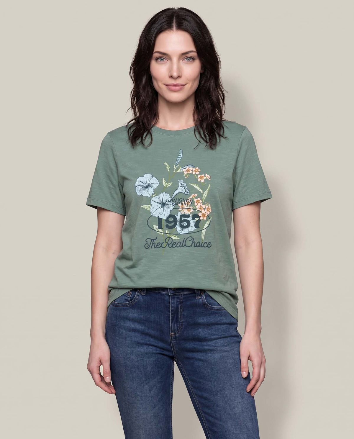 Women´s Floral Graphic Tee - Green 63_704F010_VER186114_0