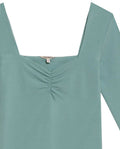 Women's Square Neck Long Sleeve T-shirt Slim Fit in Cotton Stretch Blend, Navigator - 7