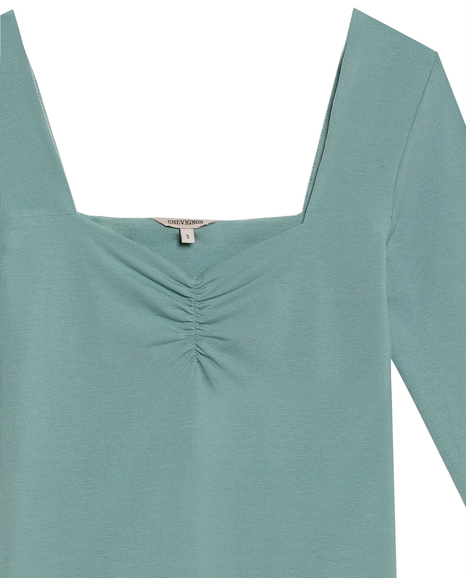 Women's Square Neck Long Sleeve T-shirt Slim Fit in Cotton Stretch Blend, Navigator - 7
