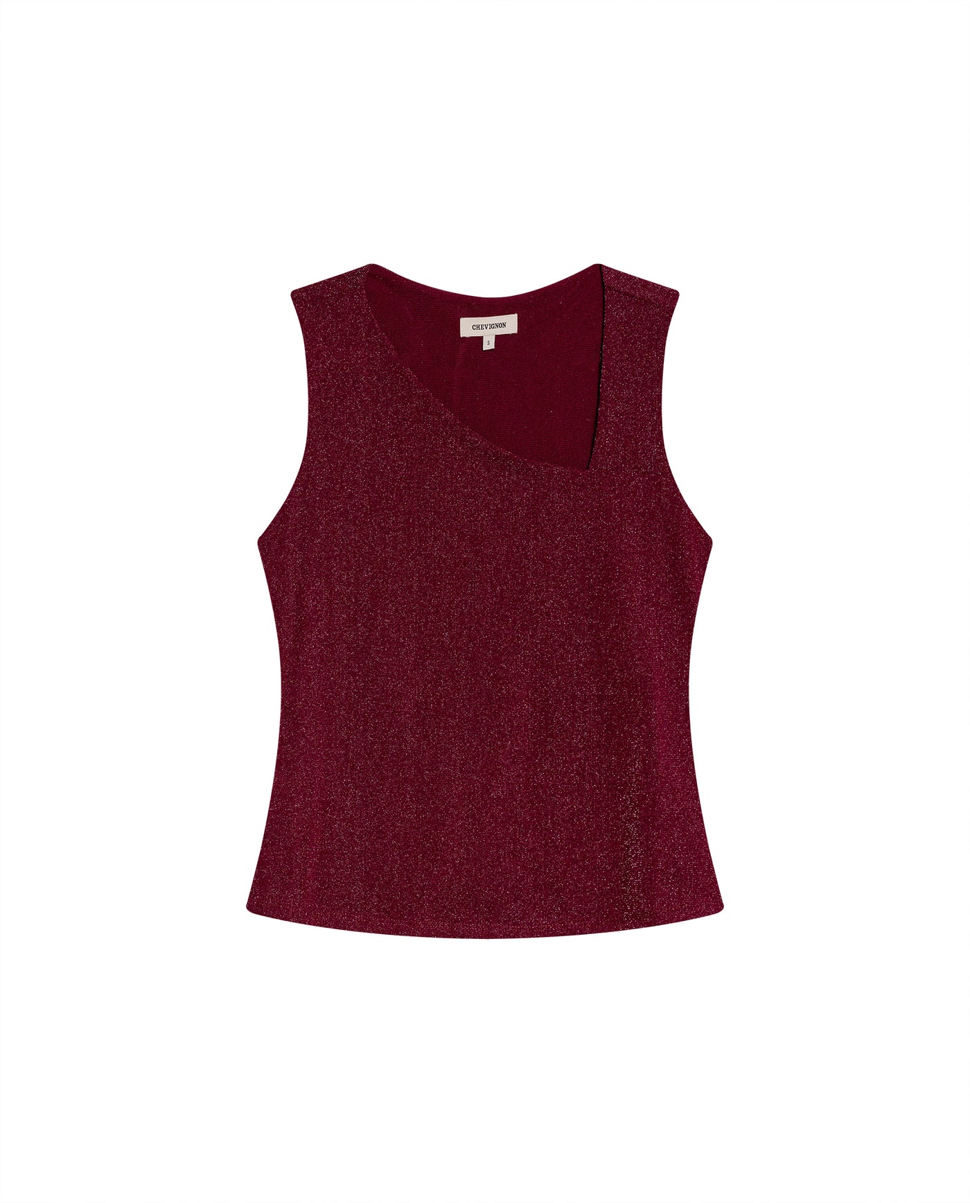 Women's Asymmetric Sleeveless Shimmer T-shirt Slim Fit in Nylon Blend, Evening  - 1