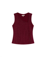 Women's Asymmetric Sleeveless Shimmer T-shirt Slim Fit in Nylon Blend, Evening  - 1