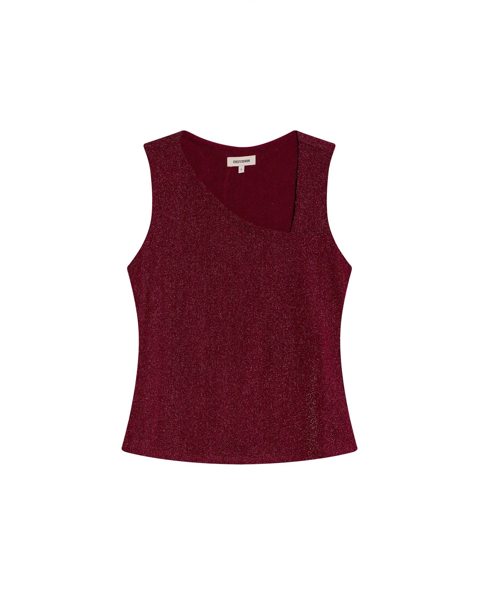 Women's Asymmetric Sleeveless Shimmer T-shirt Slim Fit in Nylon Blend, Evening  - 1