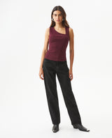 Women's Asymmetric Sleeveless Shimmer T-shirt Slim Fit in Nylon Blend, Evening  - 3