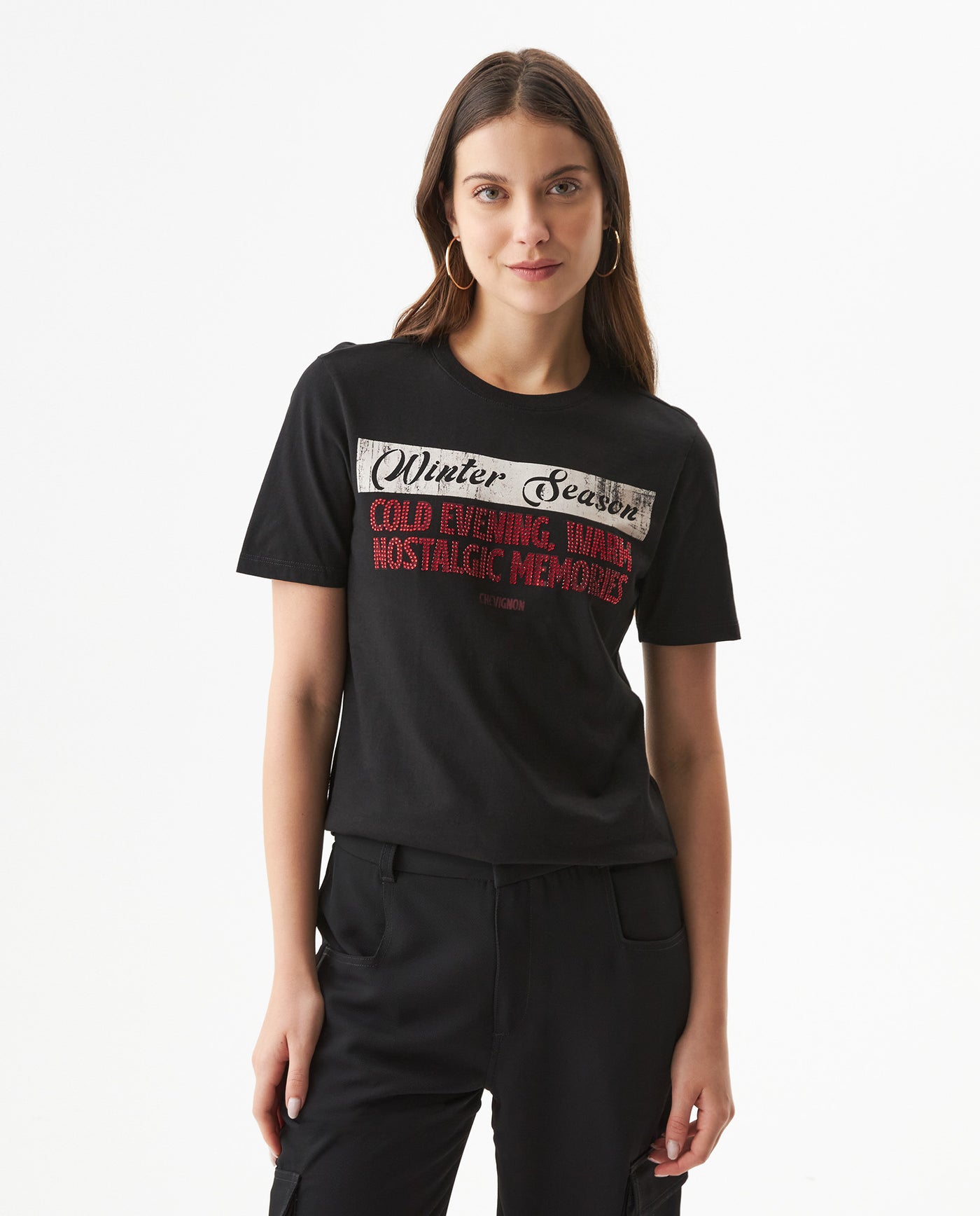 Women's Short Sleeve T-Shirt - Black 709G009 - 1