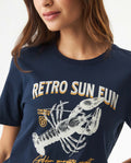 Women's Caviar Effect Print Slim Fit T-shirt in Cotton, Moorings 709G010 - 4