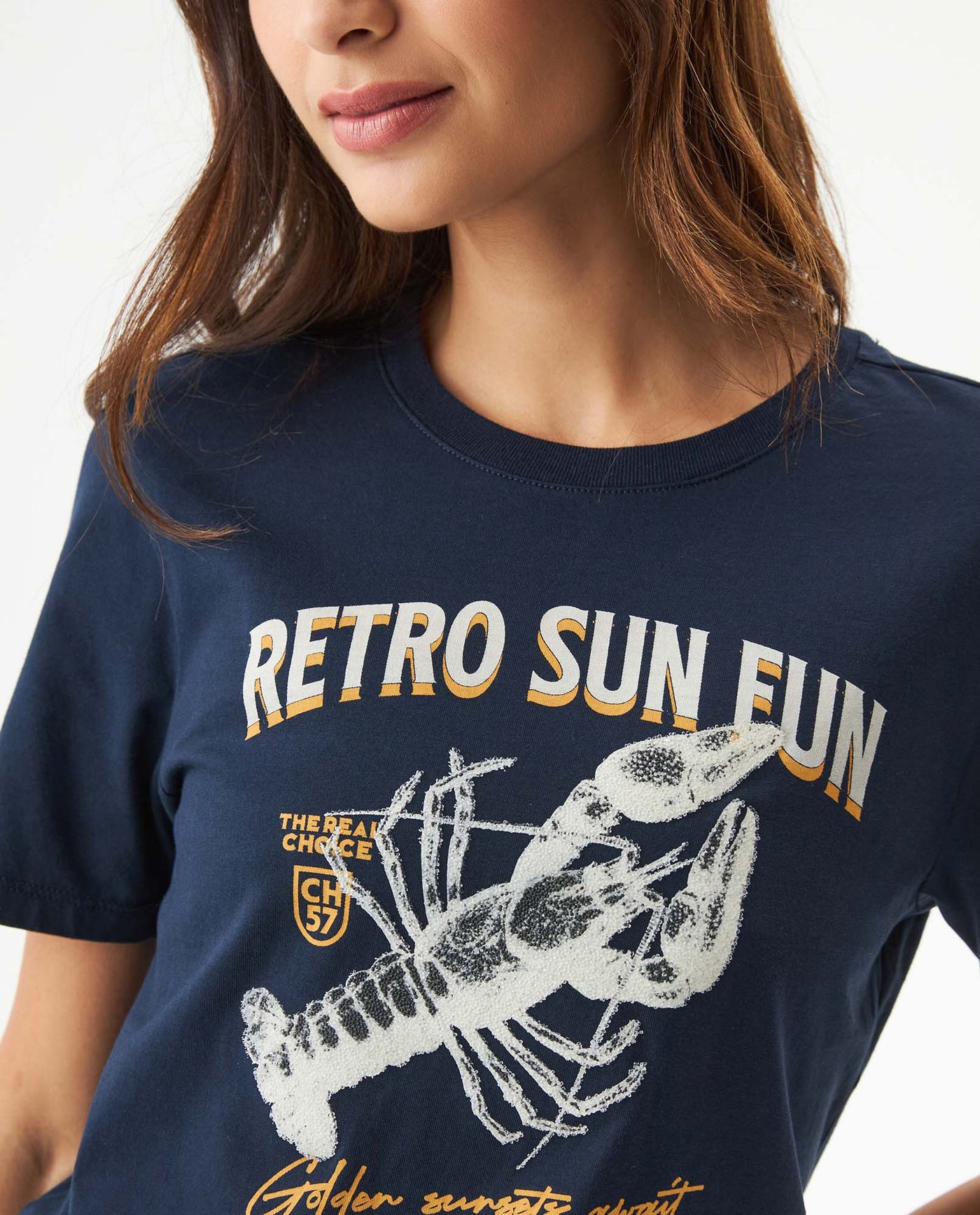 Women's Caviar Effect Print Slim Fit T-shirt in Cotton, Moorings 709G010 - 4