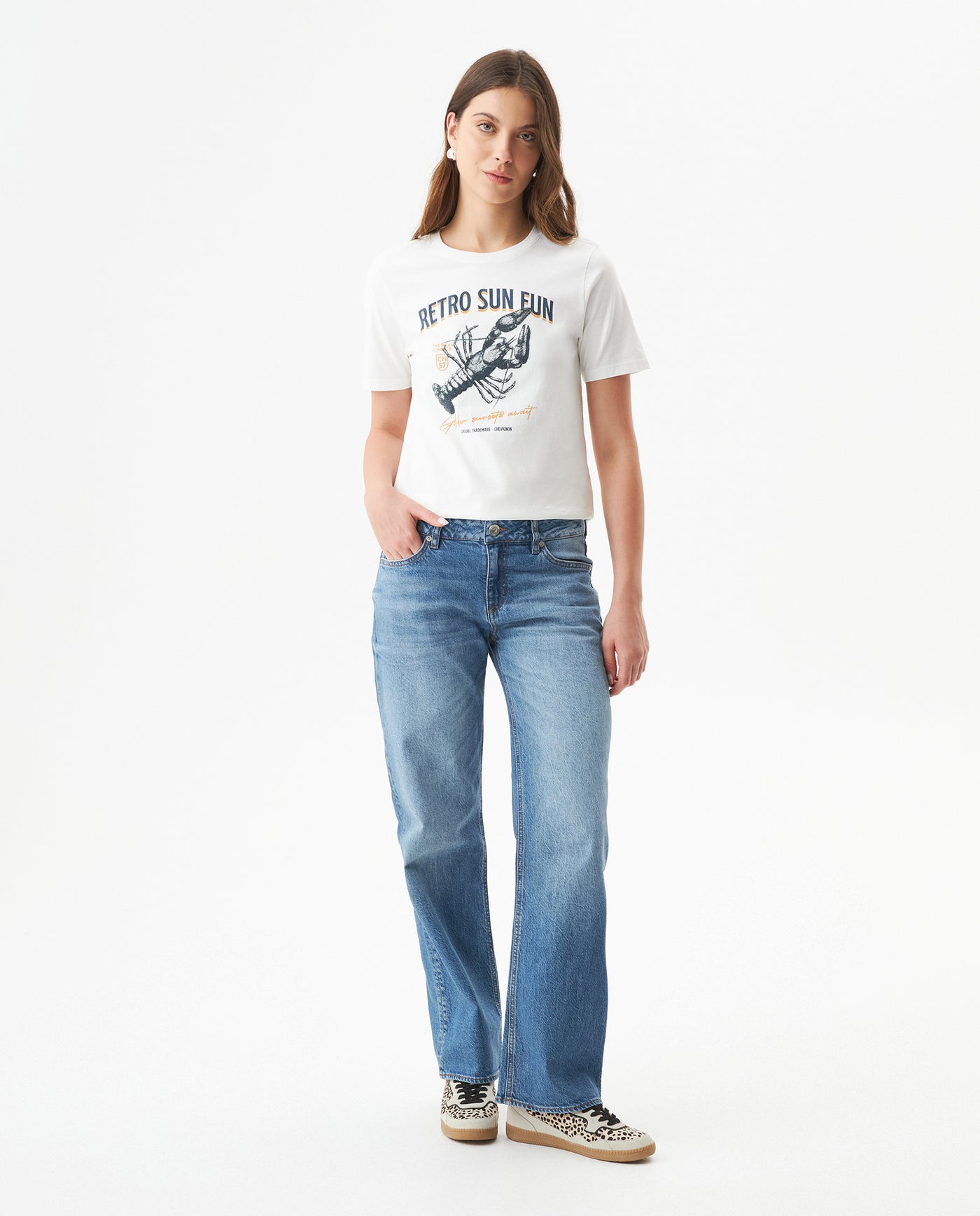 Women's Caviar Effect Print Slim Fit T-shirt in Cotton, Moorings 709G010 - 3
