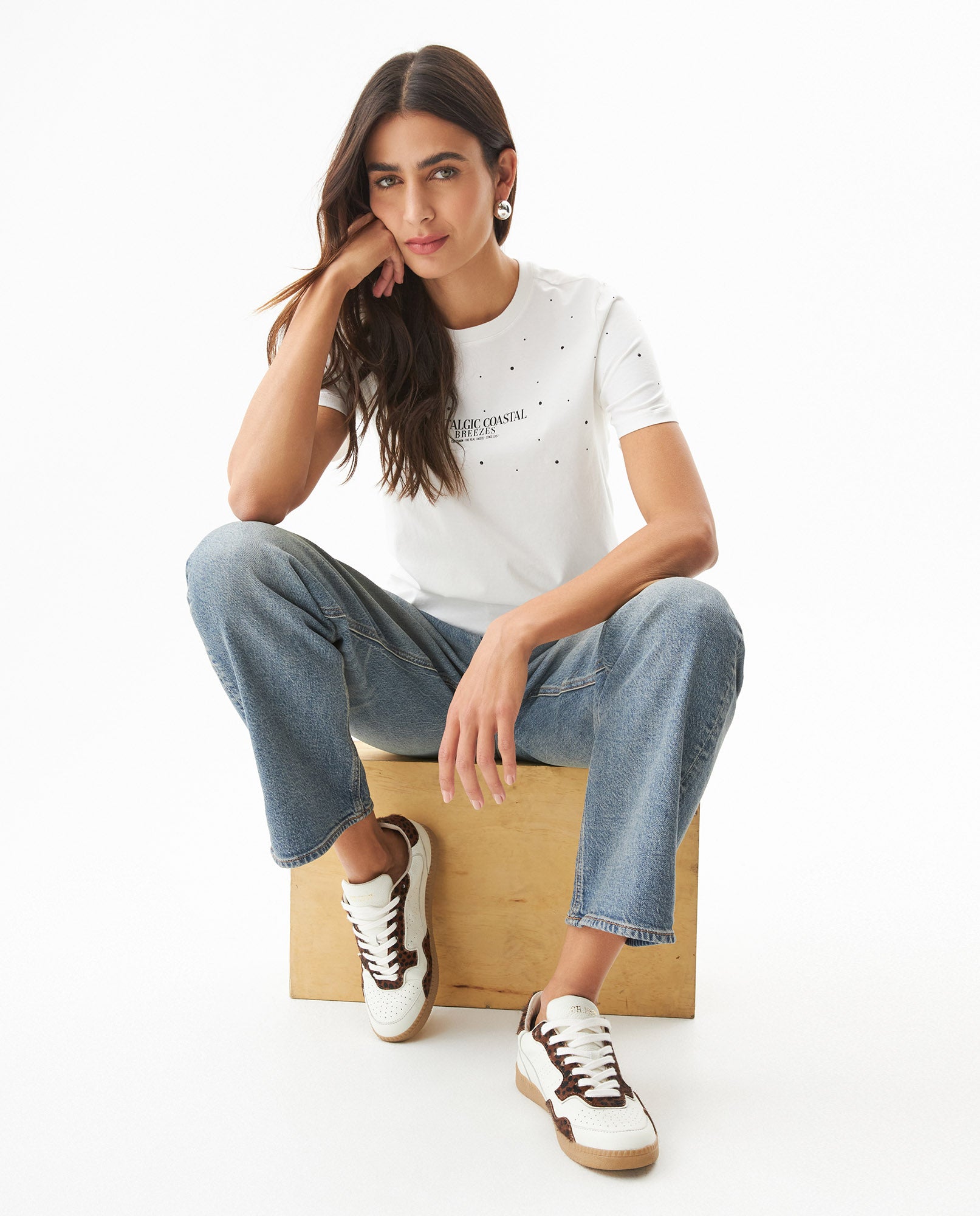Women's Statement Stone Slim Fit T-shirt in Cotton, Celebration 709G011 - 3