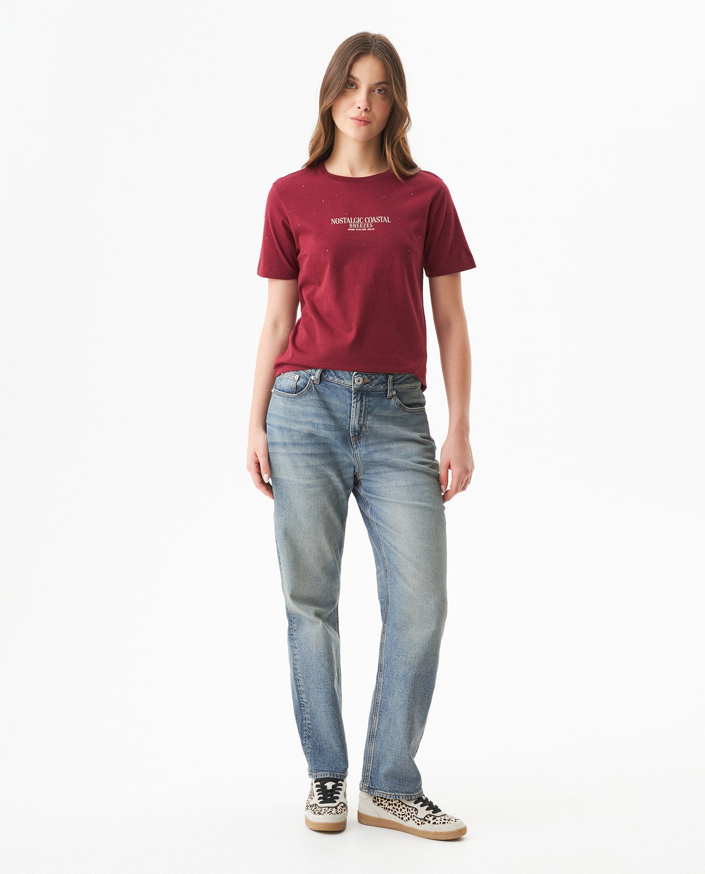 Women's Statement Stone Slim Fit T-shirt in Cotton, Celebration 709G011 - 3