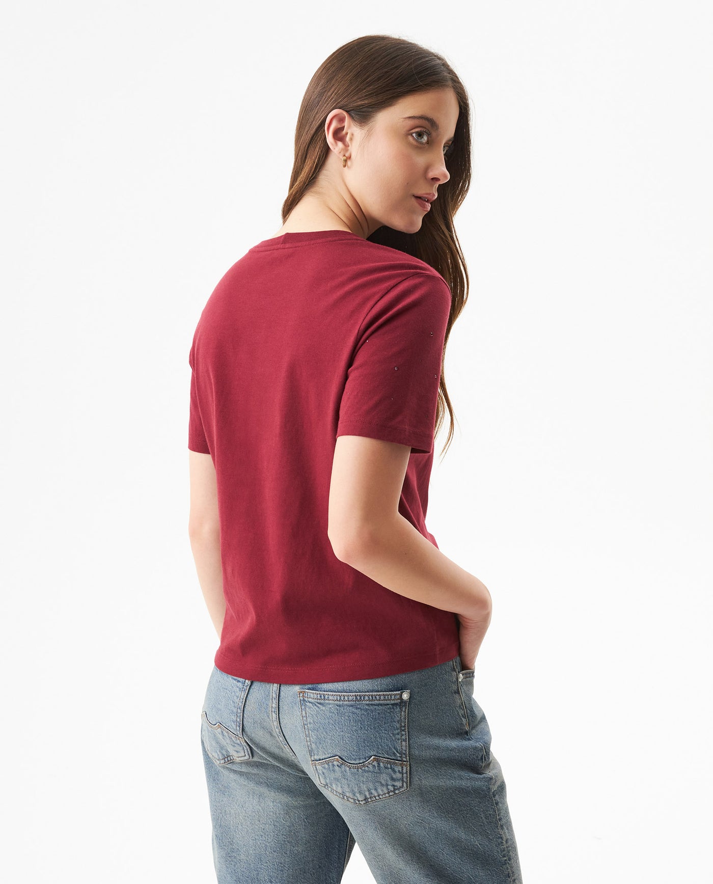 Women's Statement Stone Slim Fit T-shirt in Cotton, Celebration 709G011 - 5
