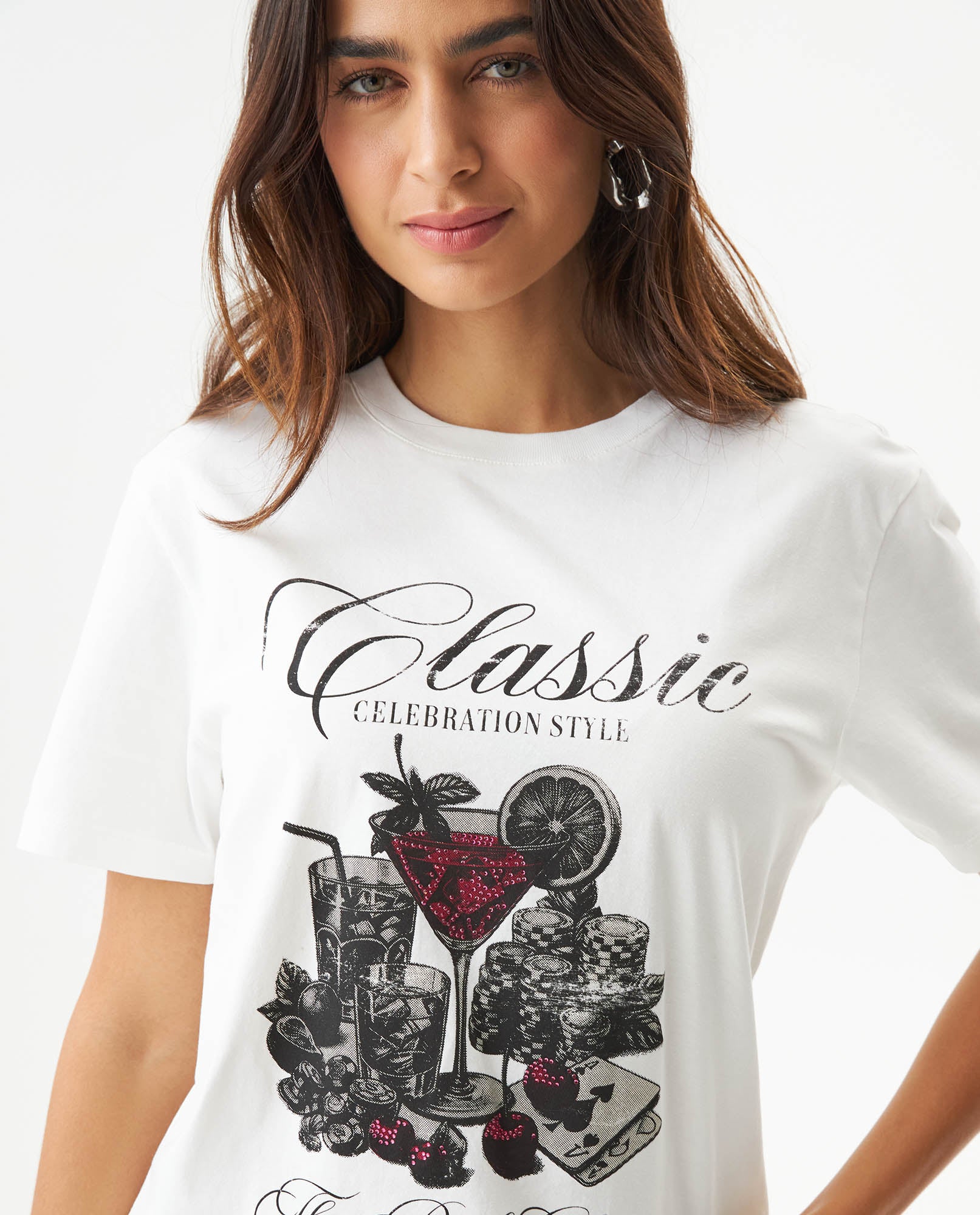 Women's Oversized Stone Detail T-shirt in Cotton, Gala 709G012 - 4