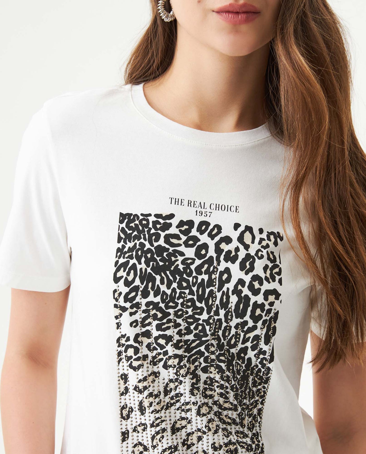 Women's Sparkle Accent Slim Fit T-shirt Slim Fit in Cotton, Radiant 709G013 - 4
