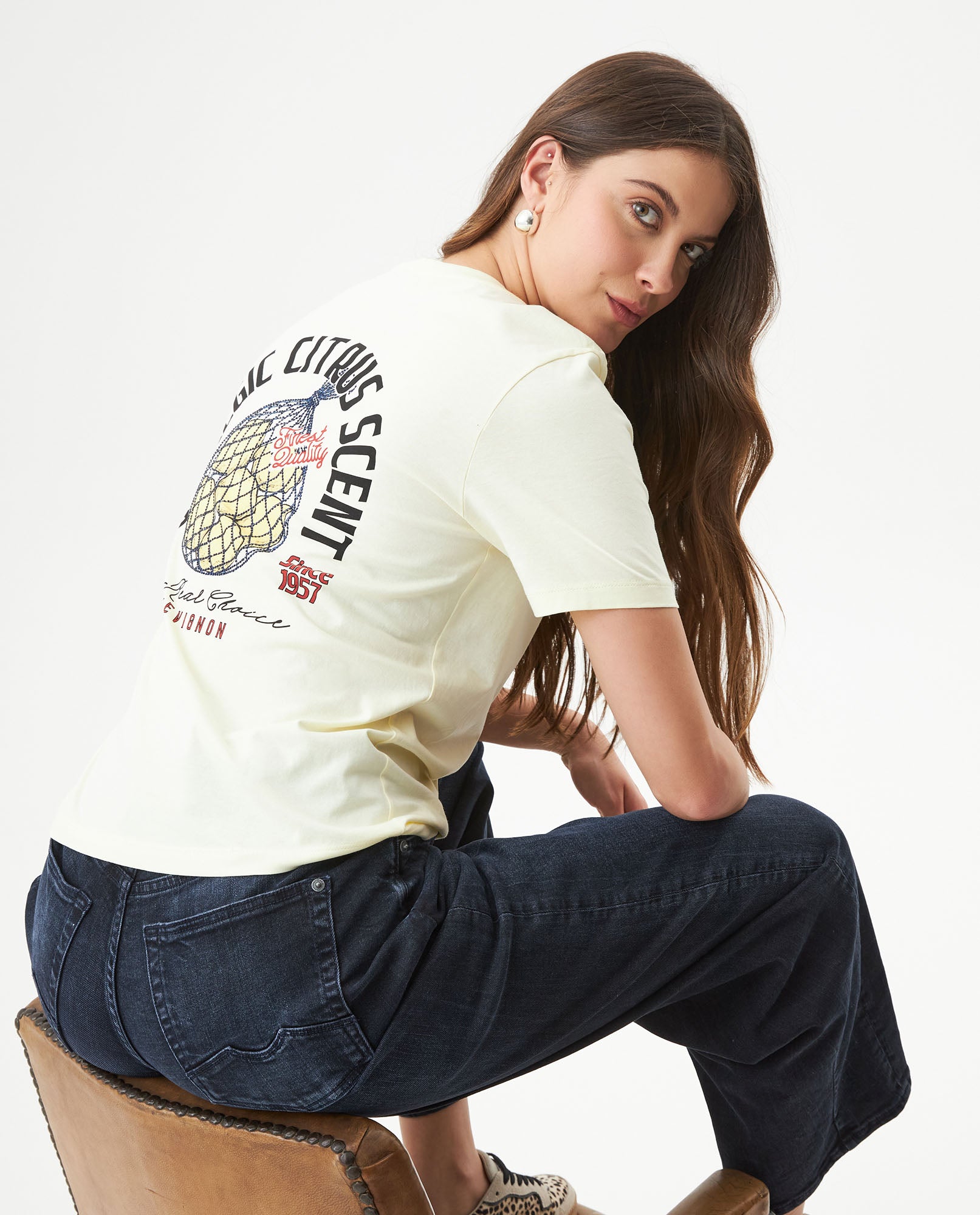 Women's T-Shirt, Short Sleeve, Nostalgic Citrus Scent - Yellow 709G017 - 3