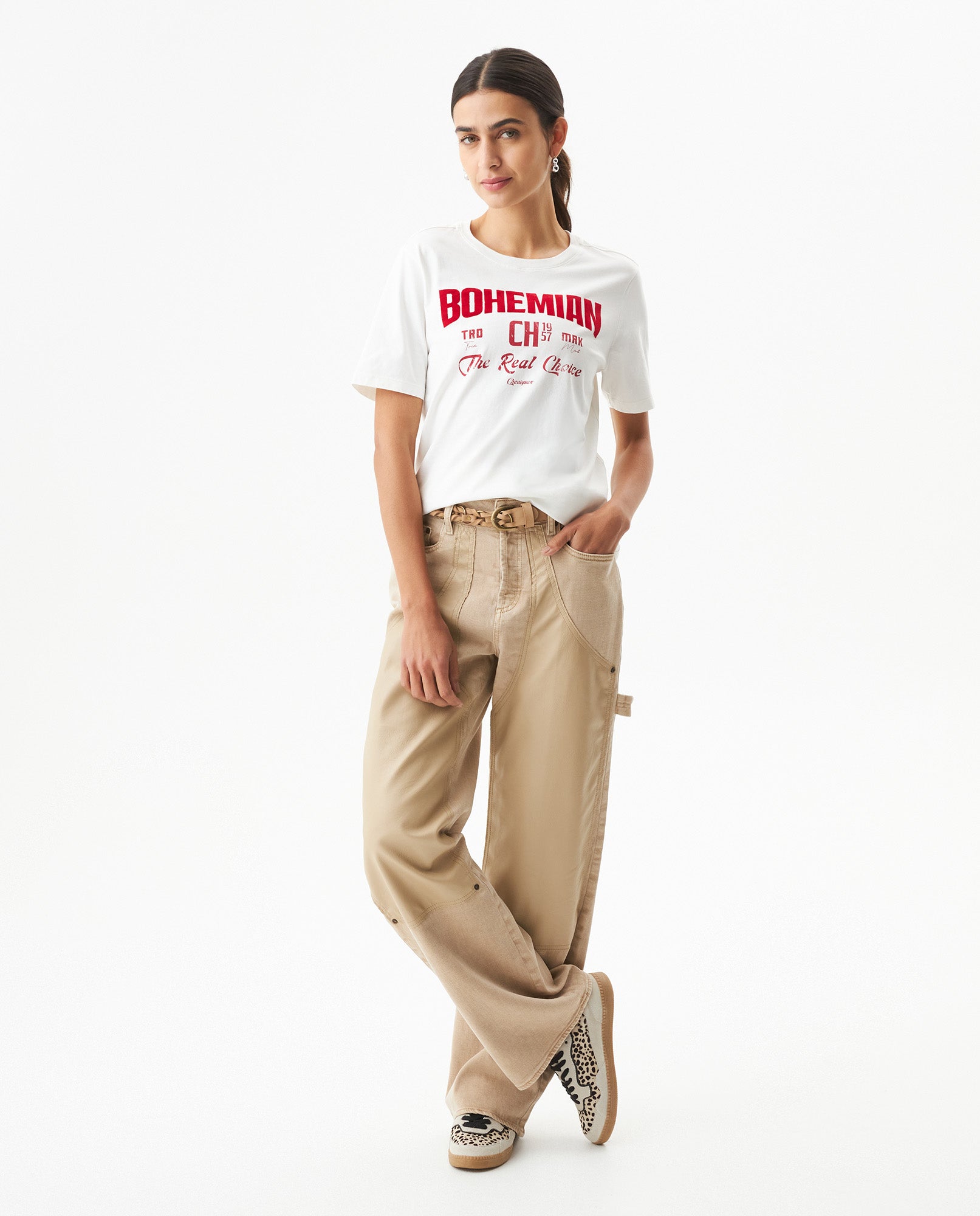 Women's Radiant Flock Detail Slim Fit T-shirt in Cotton 709G018 - 3