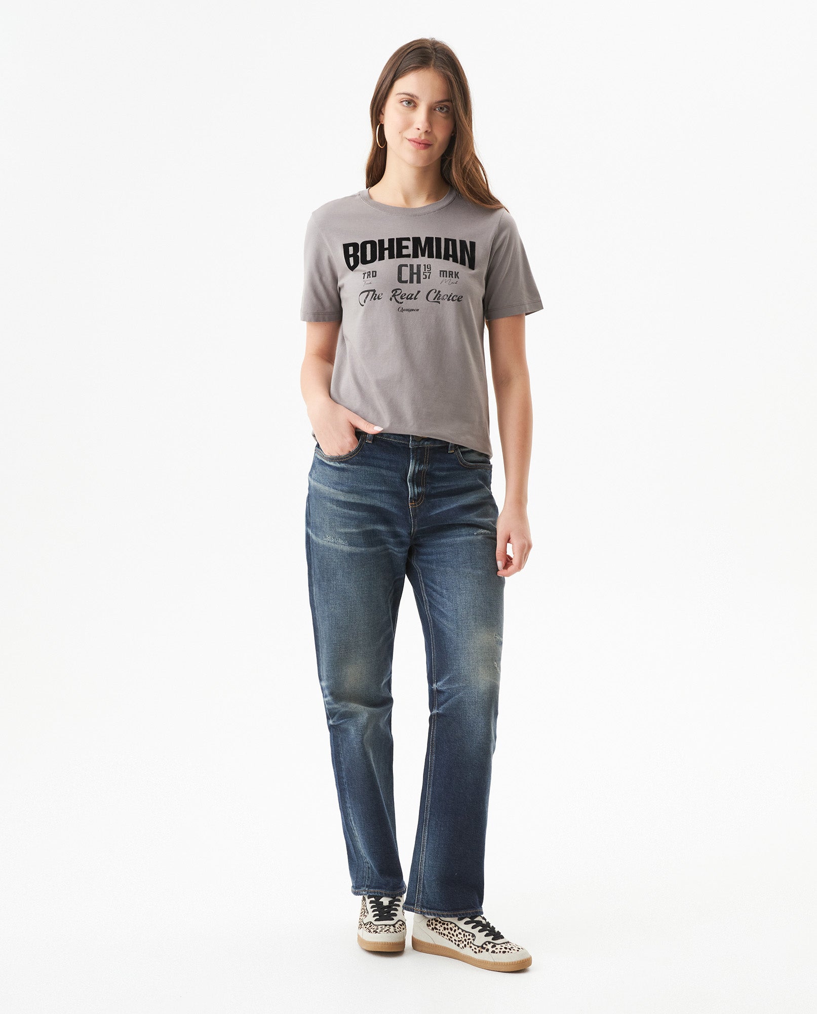 Women's Radiant Flock Detail Slim Fit T-shirt in Cotton 709G018 - 3