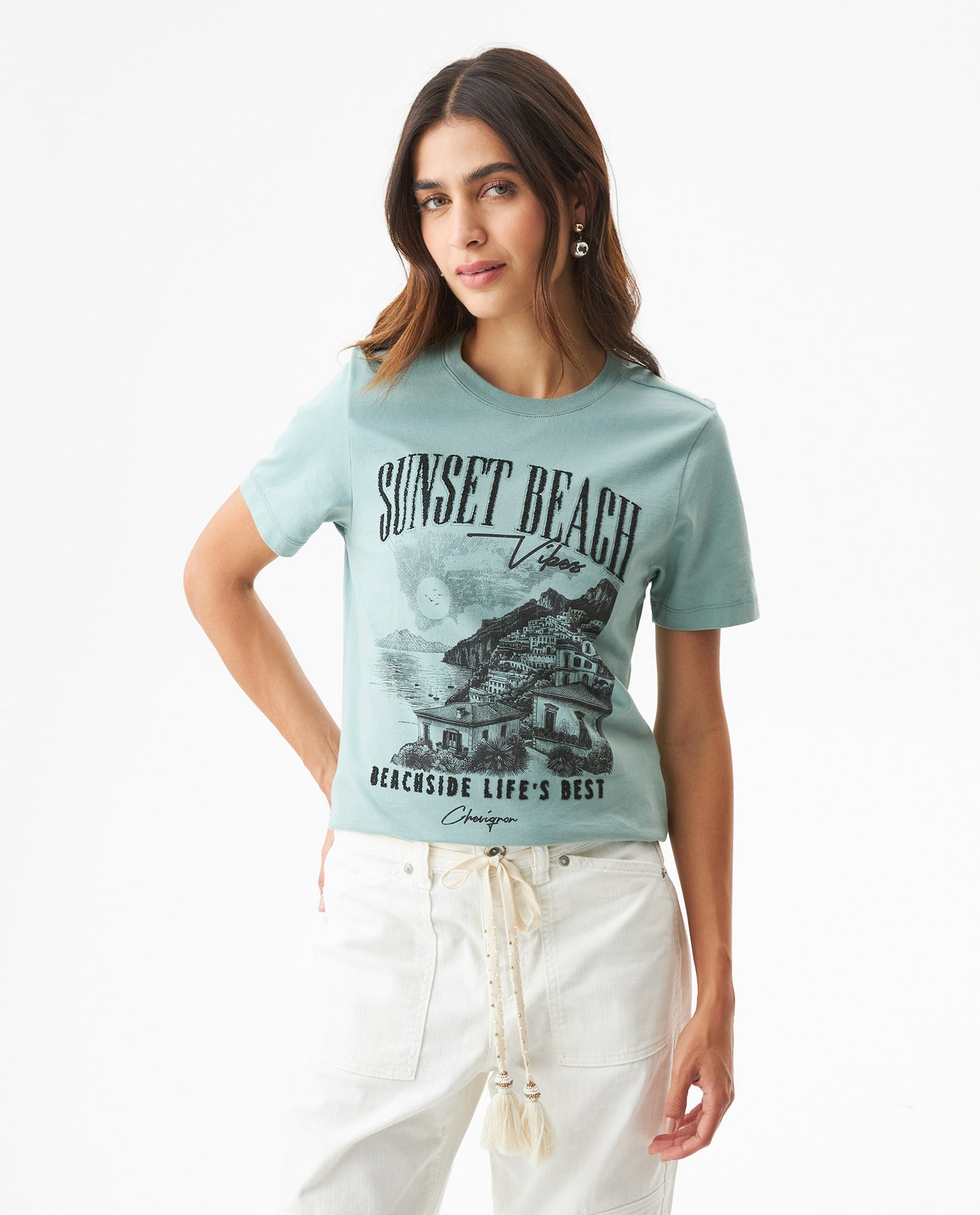 Women's Textured Caviar Print T-shirt Slim Fit in Cotton 709G019 - 1