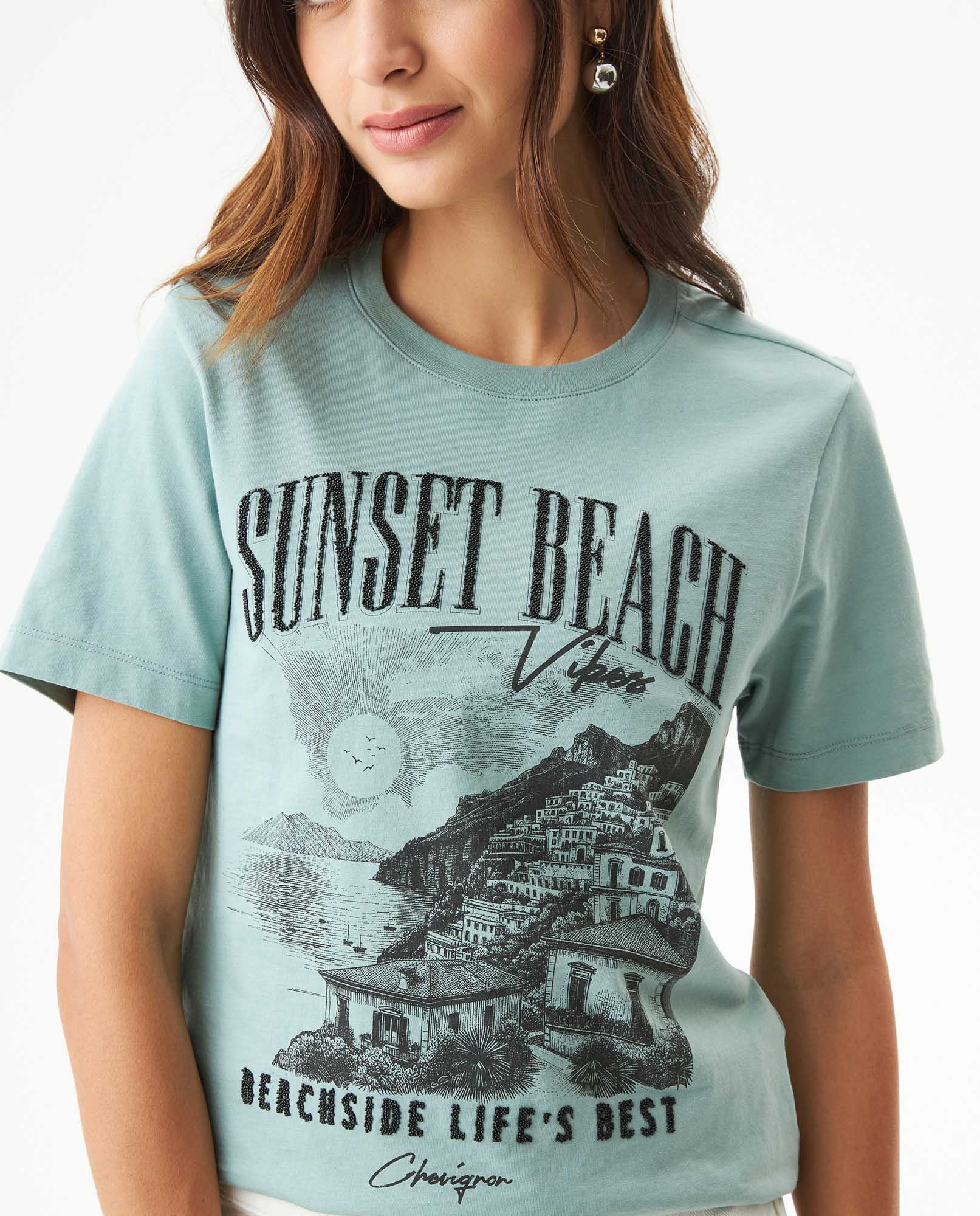 Women's Textured Caviar Print T-shirt Slim Fit in Cotton 709G019 - 4