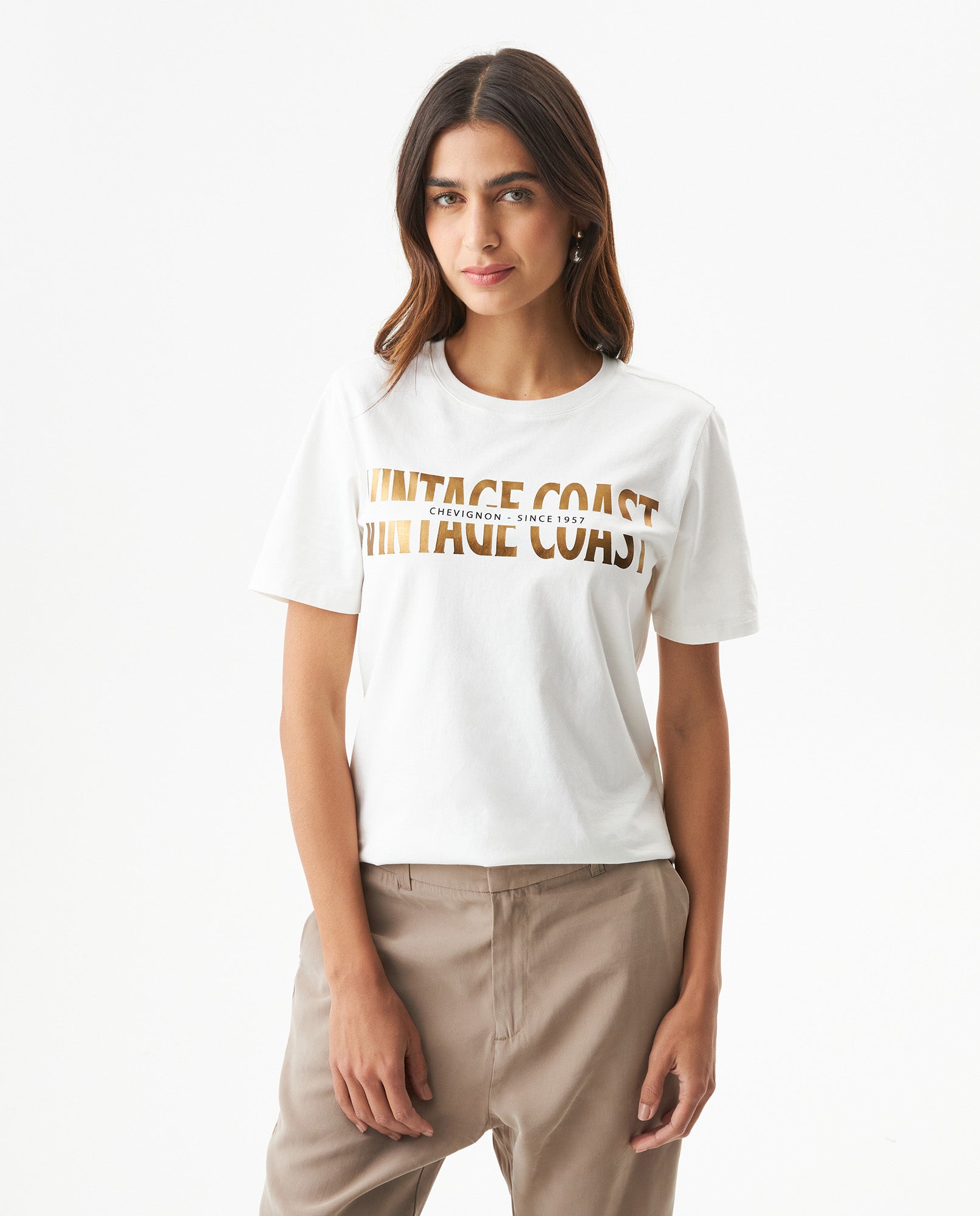 Women's Foil Accent T-shirt Slim Fit in Cotton 709G020 - 1