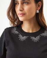 Women's Stone Accent Slim Fit T-shirt in Cotton, Glow 709G022 - 4