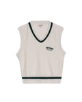 Women's Contrast Stripe Relaxed Fit Vest in Cotton-Polyester Blend, Waypoint 709G024 - 2