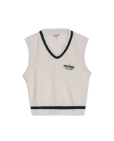 Women's Contrast Stripe Relaxed Fit Vest in Cotton-Polyester Blend, Waypoint 709G024 - 2