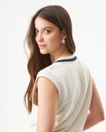 Women's Contrast Stripe Relaxed Fit Vest in Cotton-Polyester Blend, Waypoint 709G024 - 6