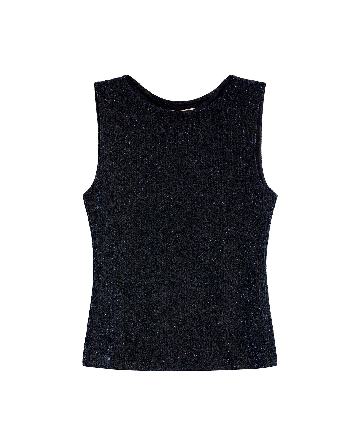 Women's Thread Almond Neckline Sleeveless Top in Nylon-Lurex Blend 709G026 - 2
